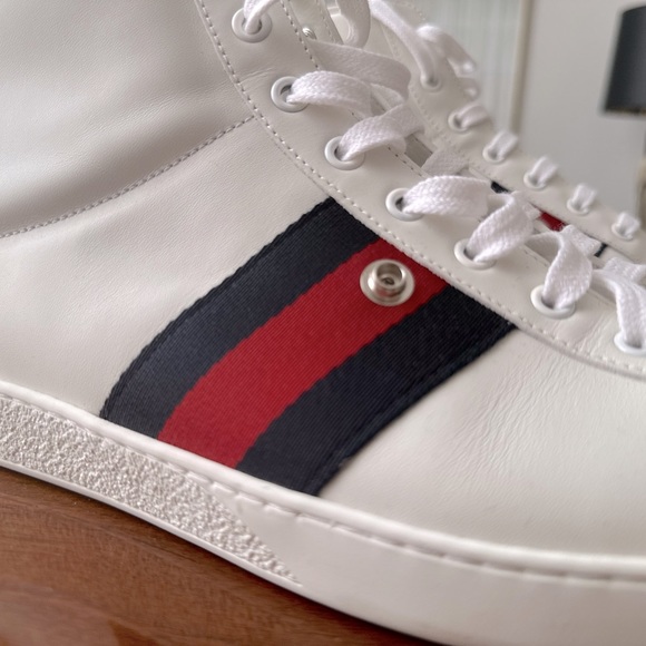 Gucci 'ace' Calfskin Tiger Removale Patches High Top Sneakers - Picture 6 of 6